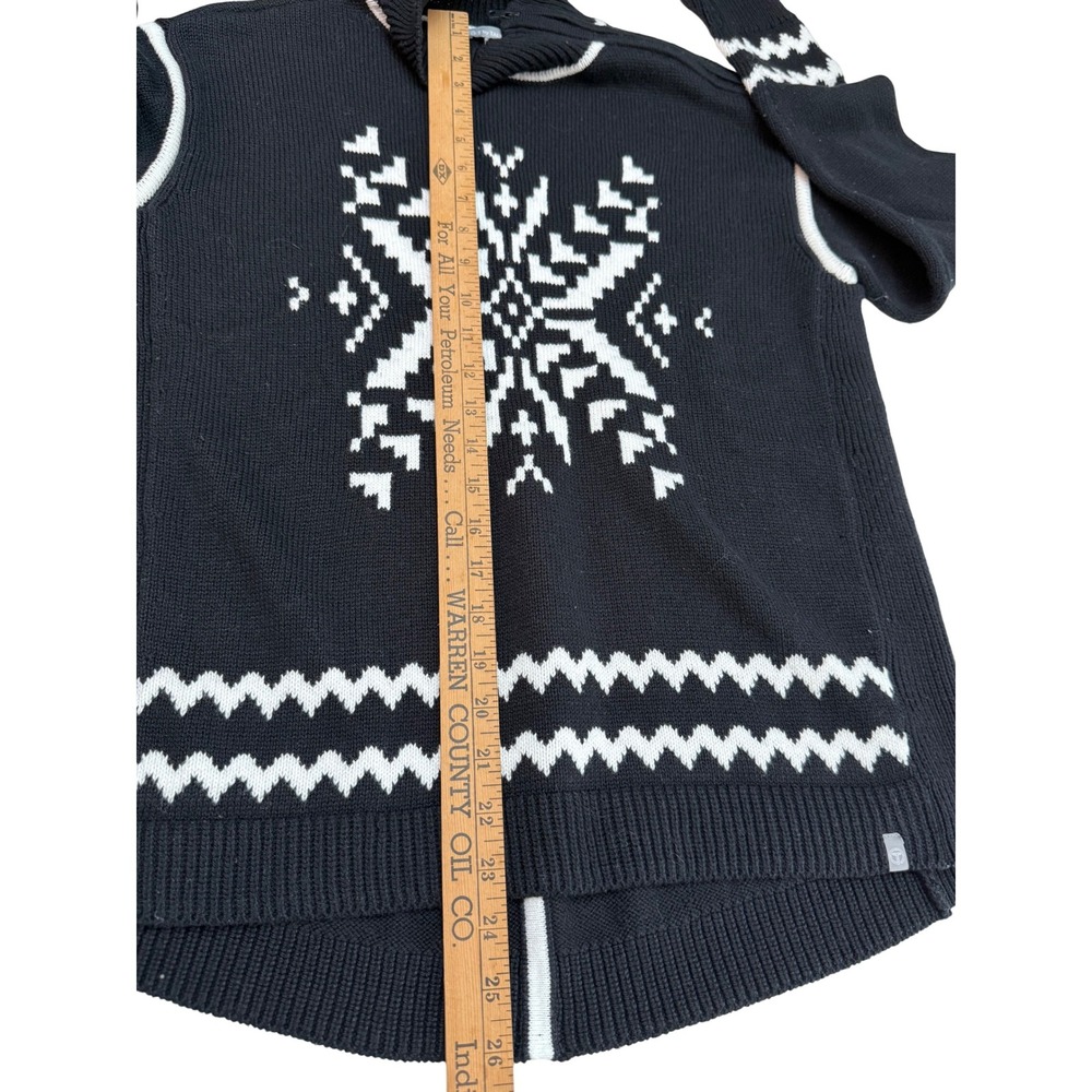 T by Talbots Womens Black Snowflake Fair Isle Mock Neck Zip Sweater Size S - Picture 9 of 14